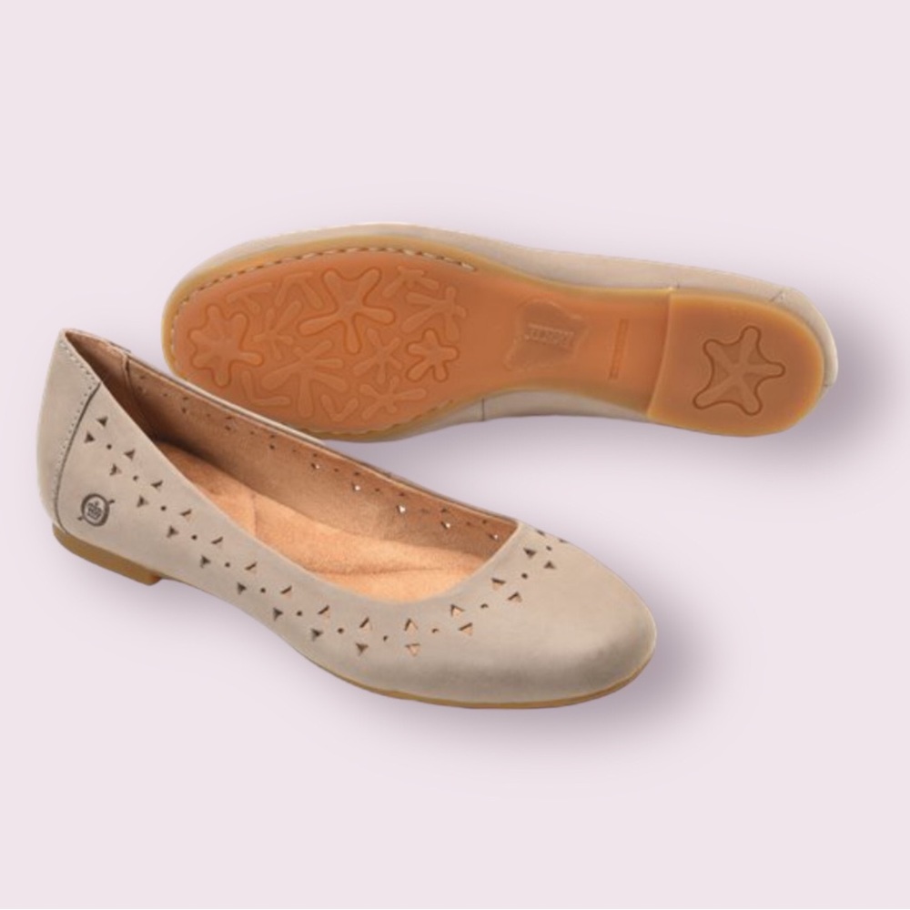 Born Womens Leather Geometric Perforation Detail Ghosal Ballet Flats Size 11